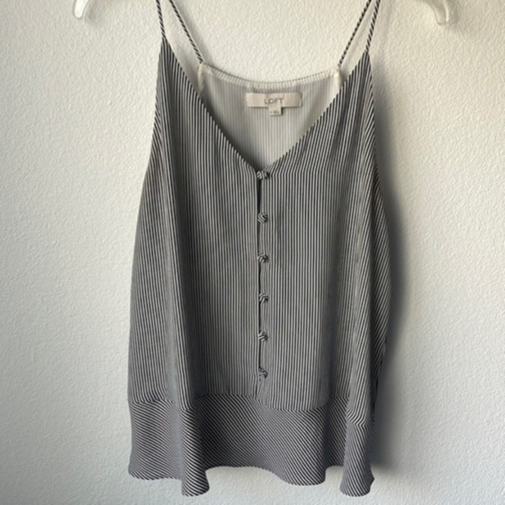 Loft top size medium black and white thin pinstriped